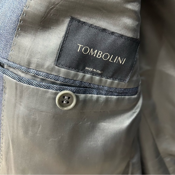 Blue Herringbone Loro Piana Wool/Linen/Silk Sport Jacket - Tombolini - Picture 13 of 13